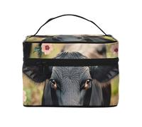 Trousse de toilette portable à rabat avec poignée pour femme - Motif imprimé animal de compagnie, Cattle Farm Sanctuary, Taille unique, Trousse de maquillage