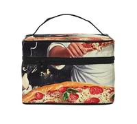Trousse de toilette portable à rabat avec poignée pour femme - Motif imprimé animal de compagnie, Chef Pizza, Taille unique, Trousse de maquillage