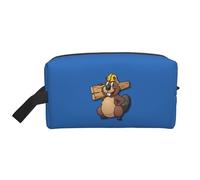 Trousse de toilette portable avec fermeture éclair - Grande capacité - Motif castor