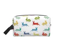 Trousse de toilette portable avec fermeture éclair - Motif lapins dans différentes poses, saut et course à pied