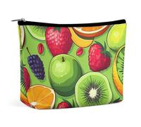 Trousse de toilette portable avec feuilles vertes et fleurs blanches, trousse de maquillage de voyage, sac à lèvres pour femme, Différents fruits, Taille unique