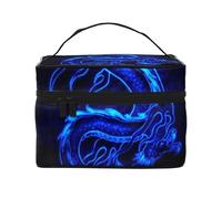 Trousse de toilette portable avec motif crème glacée et gaufré, trousse de toilette - Sac de rangement pour cosmétiques de voyage, Dragon chinois bleu, Taille unique