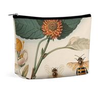 Trousse de toilette portable - Culture africaine créative - Trousse de maquillage de voyage - Organisateur de maquillage pour femme, Illustration d'abeille botanique vintage, Taille unique