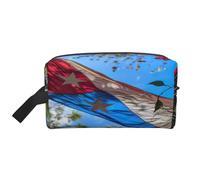 Trousse de toilette portable de grande capacité avec imprimé drapeau de Porto Rico, trousse de toilette quotidienne pour les voyages
