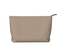 Trousse de toilette portable de grande capacité en velours côtelé avec fermeture éclair Motif dinosaure, Couleur unie marron clair, Taille unique