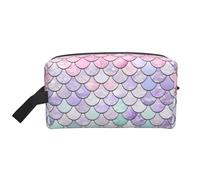 Trousse de toilette portable de grande capacité Motif sirène Rose pastel Violet Aqua Tea Print Trousse de toilette pour voyage