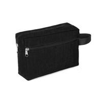 Trousse de toilette portable double couche pour femme et homme - Multifonction - Numérique - Sac de rangement de voyage - 1 alésage - Embrayage centrifuge, Noir , Taille unique