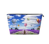 Trousse de toilette portable en cuir motif montgolfière lavande pour femme/homme, Argenté., Taille unique