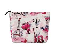Trousse de toilette portable en faux chanvre avec motif Tour Eiffel de Paris - Résistante à l'eau