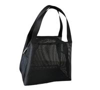 Trousse de toilette portable en maille transparente pour l'extérieur, la plage, le camping, organiseur de toilette pliable avec poignée de transport, Noir