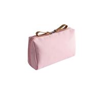 Trousse de toilette portable, petite trousse de maquillage avec cloison de séparation, étanche, organiseur de toilettes portable pour femmes et filles, rose
