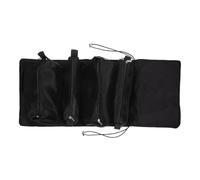 Trousse de Toilette Portable Pliable en Polyester Noir à Fermeture Éclair | Quatre Compartiments, Rangement pour Maquillage et Cosmétiques, Format Compact, Design Décoratif et Concis