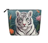 Trousse de toilette pour femme avec fermeture éclair sur le thème de la plage, Tigre blanc mignon, Taille unique