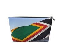 Trousse de toilette pour femme et fille avec drapeau de l'Afrique du Sud - Portable - Trousse de maquillage en cuir avec fermeture éclair dorée, doré, Taille unique, Trousse de toilette