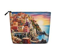 Trousse de toilette pour femme, motif cerf, motif buffle, sac de voyage portable, organiseur quotidien avec fermeture éclair, Cinque Terre Scenery, Taille unique
