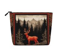 Trousse de toilette pour femme, motif cerf, motif buffle, sac de voyage portable, organiseur quotidien avec fermeture éclair, Cerf ours Buffalo Check, Taille unique