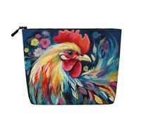 Trousse de toilette pour femme - Motif yeux effrayants - Portable - Organiseur quotidien avec fermeture éclair, Art Poulet coloré, Taille unique