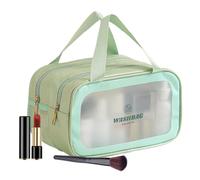 Trousse de toilette pour femme - Organiseur de maquillage sec et humide - Sac de rangement séparé de voyage, pochette de rangement portable pour shampooing, lotions, nettoyants pour le visage, vert