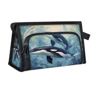 Trousse de toilette pour femmes et hommes océans baleine aquarelle cosmétique trousse de toilette articles de toilette sac de douche organisateur couleur L organisateur de sac de rangement couleur L