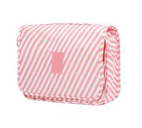 Trousse de Toilette pour Hommes et Femmes,YumSur étanche Voyage Pliable Cosmétique Sac Grande Capacité Organisateur pour Gymnastique Business et Vacance, avec Crochet et poignée Rayures Roses