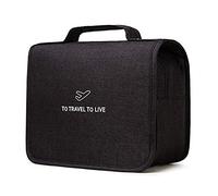 Trousse de Toilette pour Hommes et Femmes,YumSur étanche Voyage Pliable Cosmétique Sac Grande Capacité Organisateur pour Gymnastique Business et Vacance, avec Crochet et poignée (Black)