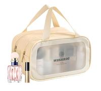 Trousse de Toilette pour Les Voyages | Organiseur de Maquillage Sec et Humide | Pochette de shampooing cosmétique avec poignées pour Les Vacances en Plein air et Le Camping, Beige, Refer