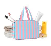 Trousse de toilette rayée Pochette À Rayures Pliable Avec Crochet Et 4 | sac à cosmétiques Rangement Tote Armoire Salle De Bain Croisière Vacances W nd Douche Valise