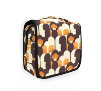 Trousse de toilette rétro marron orangravel pour femme avec crochet de suspension Fermeture éclair Sac de soins de la peau avec compartiments et poignée