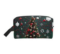 Trousse de toilette ronde avec imprimé arbre de Noël pour homme, trousse de toilette de voyage, grande capacité pour femme, blanc, Taille unique