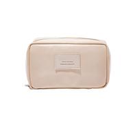 Trousse de Toilette Sac de Maquillage en Cuir PU, Sac de Voyage Portable for Lavage de cosmétiques, Organisateur de Produits de Toilette, boîte de Rangement for Femmes, Grande capacité(Apricot Color)