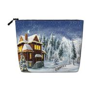 Trousse de toilette simple couche motif train urbain, convient pour les voyages d'affaires et un usage quotidien., Scène heureuse de Noël d'hiver, Taille unique