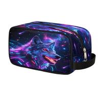 Trousse de toilette Space Abstract Wolf pour homme et femme, trousse de maquillage avec poignée, trousse de rasage de voyage, trousse de toilette étanche et portable pour salle de sport, vacances