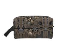 Trousse de toilette steampunk avec engrenages mécaniques pour homme, trousse de toilette de voyage, grande capacité pour femme, blanc, Taille unique