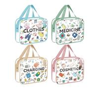 Trousse De Toilette Transparente - 4 Pièces Organisateur à Fermeture Éclair Imperméable,Sachets À Maquillage Classés | pour Rangement Soins Visage Cosmétiques Bagages Voyage Avion