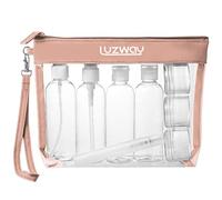 Trousse de Toilette Transparente + 8 Bouteilles Vide de Voyage pour Liquides(Max.100ml), LUZWAY Kit de Voyage pour l’Avion,Set de Voyage dans Bagages à Main, Sac Cosmétiques pour Hommes et Femmes