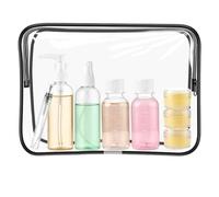 Trousse de Toilette Transparente avec 8 Bouteilles de Voyage,Kit Flacon de Voyage Kit(Max.100ml) pour l’Avion,Set de Voyage dans Bagages à Main,Sac Cosmétiques,Refermable pour Le Shampooing la Lotion
