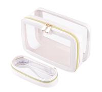 Trousse de toilette transparente avec fermeture éclair - Trousse de toilette portable - Grande capacité - Transparent - Kit d'organisation cosmétique pour les voyages, les voyages d'affaires, la plage