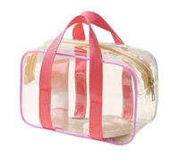 Trousse de toilette transparente avec poignée - Trousse de toilette transparente avec fermeture éclair - Pour voyage, vacances, sortie, gym, escapade en w nd, voyages d'une nuit, voyages en