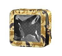 Trousse de toilette transparente en forme de cœur avec fermeture éclair pour femme Motif guépard animal