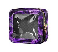 Trousse de toilette transparente en forme de serpent, violet fluo, vert et violet