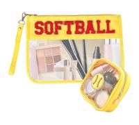 Trousse de toilette transparente en PVC pour femme, transparente, imperméable, bagage à main, pour la plage, petite trousse de maquillage pour femmes et filles en voyage, jaune, 2 pièces, 1 pièce