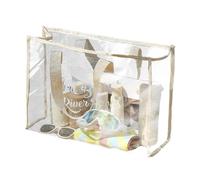 Trousse de toilette transparente - Lot de 2 sacs de transport - Sac de voyage en PVC - Organiseur de voyage - Pour l'extérieur, la piscine - Sac étanche transparent avec garniture en tissu pour le