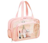 Trousse de toilette transparente pour les voyages - Grand sac de plage étanche à fermeture éclair | Accessoire de maquillage léger | Séparation sèche et humide pour articles de toilette et lunettes