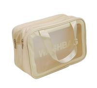 Trousse de Toilette Transparente, Sac de Cosmétiques Trousse Transparente Cosmetique Rangement Organisateur pour Femme Homme, Séparation Sèche Et Humide(Beige,2 Layer L)