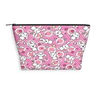 Trousse de toilette trapèze 2023 à imprimé géométrique, motif culturel traditionnel, trousse de maquillage spacieuse résistante à l'eau, trousse de toilette pour accessoires, bleu foncé, Blanc Rose_1,
