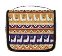 Trousse de toilette tribal ethnique alpaga lama à suspendre - Trousse de toilette de voyage - Accessoires de maquillage - Étanche - Cadeau pour femmes et filles, multicolore, 9x4x18.5 in