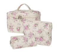 Trousse de Toilette Trousse de Maquillage Grande capacité avec imprimé Floral, Double Fermeture éclair, Organiseur Maquillage Voyage pour Ranger Articles Toilette et Papeterie Vanity Voyage