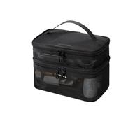Trousse de Toilette Trousse de Maquillage Grise à Double Couche for Femme, Trousse Portable, Grande capacité, Organisateur Fermeture éclair, boîte Rangement Toilette(Black 2 Layer)