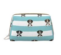 Trousse de Toilette, Trousse de Maquillage, Trousse de Toilette de Voyage Portable avec Fermeture éclair,Chien Boxer rayé Chien Mignon