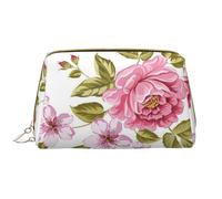 Trousse de Toilette, Trousse de Maquillage, Trousse de Toilette de Voyage Portable avec Fermeture éclair,Pivoines Rose Paille